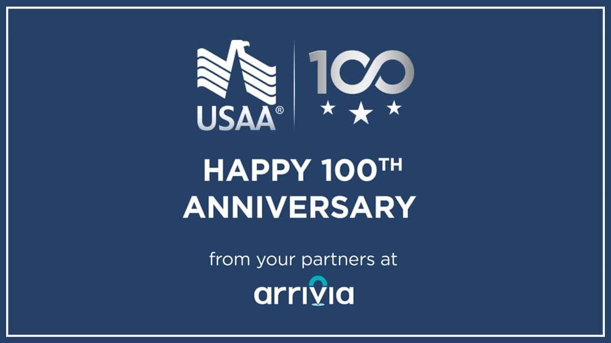 Arrivia celebrates the centennial anniversary of USAA, which serves millions of military members and families in the United States.