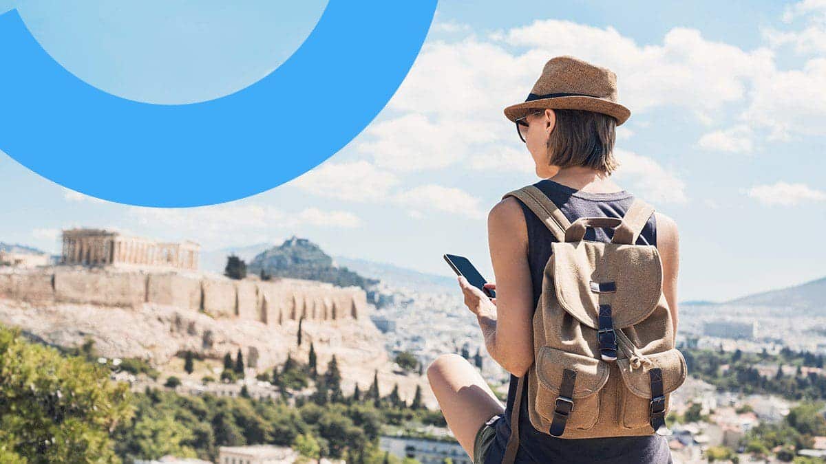 Woman on vacation in Rome booked using arrivia rewards platform