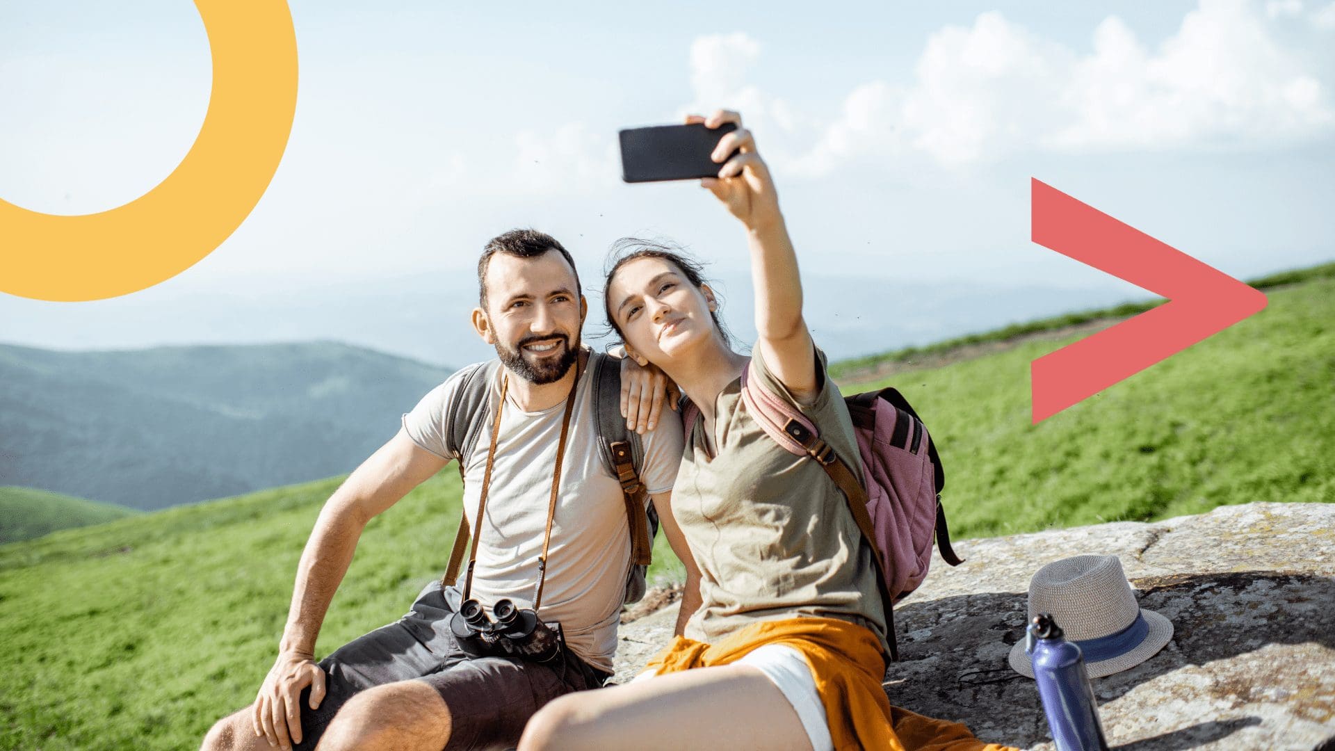 Young couple on vacation taking a selfie