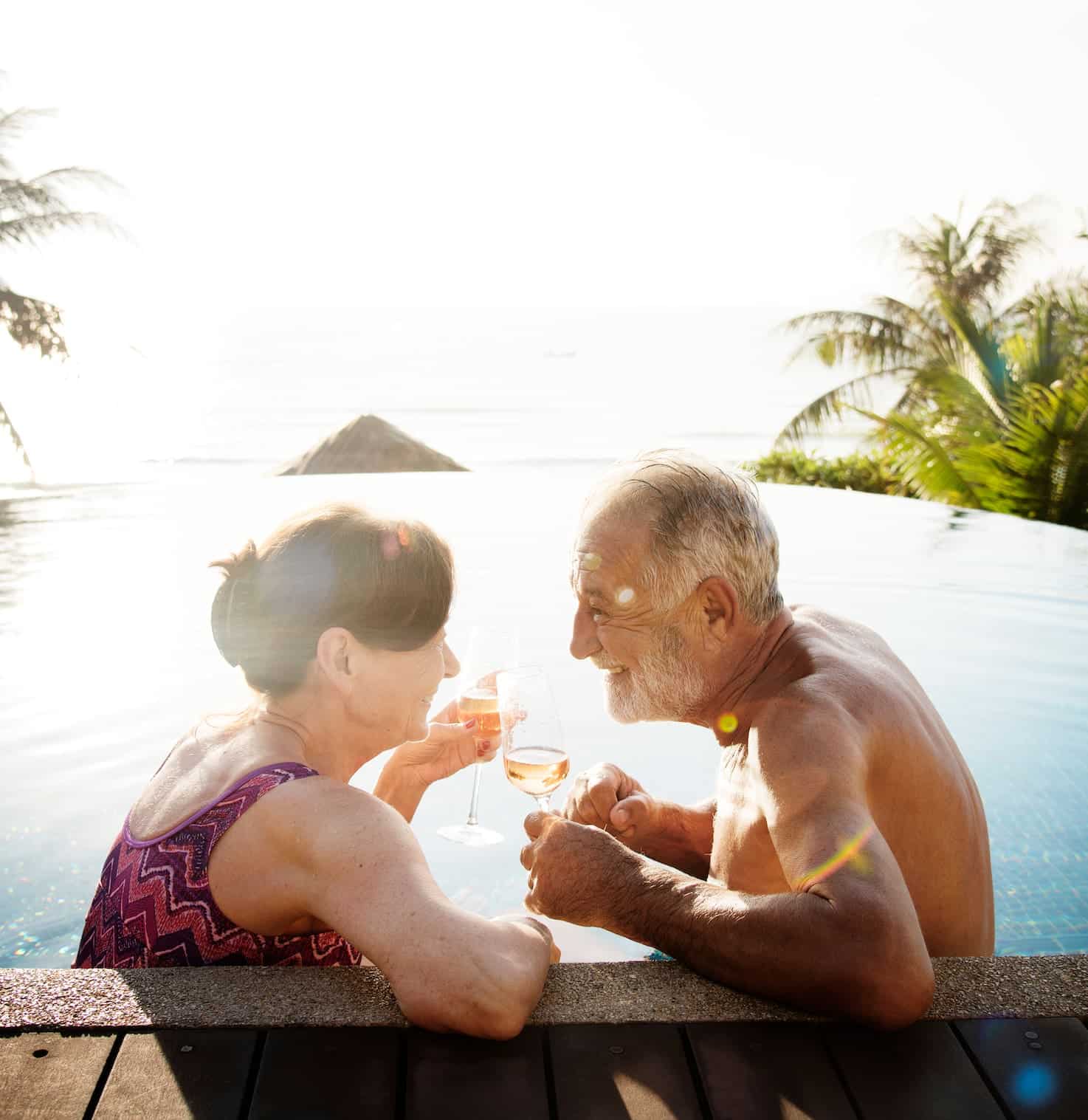 A honeymoon couple enjoying summertime