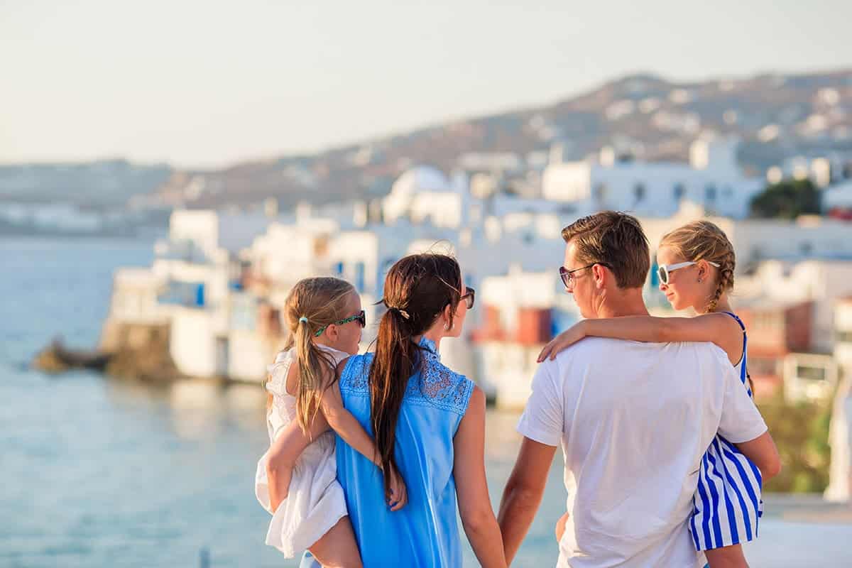 Family traveling in Greece