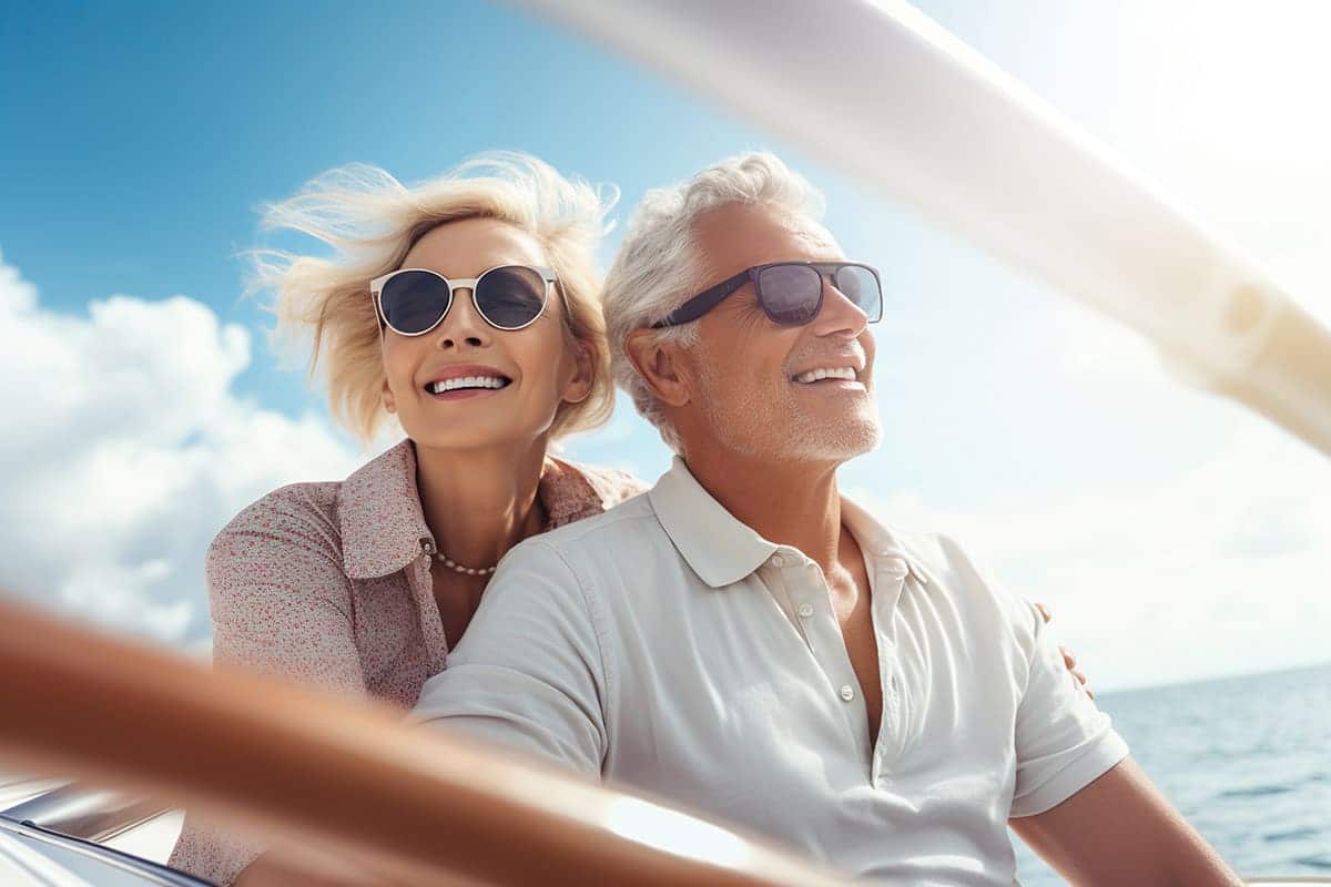 Relaxed Travel Loyalty Couple Sailing on the open water.