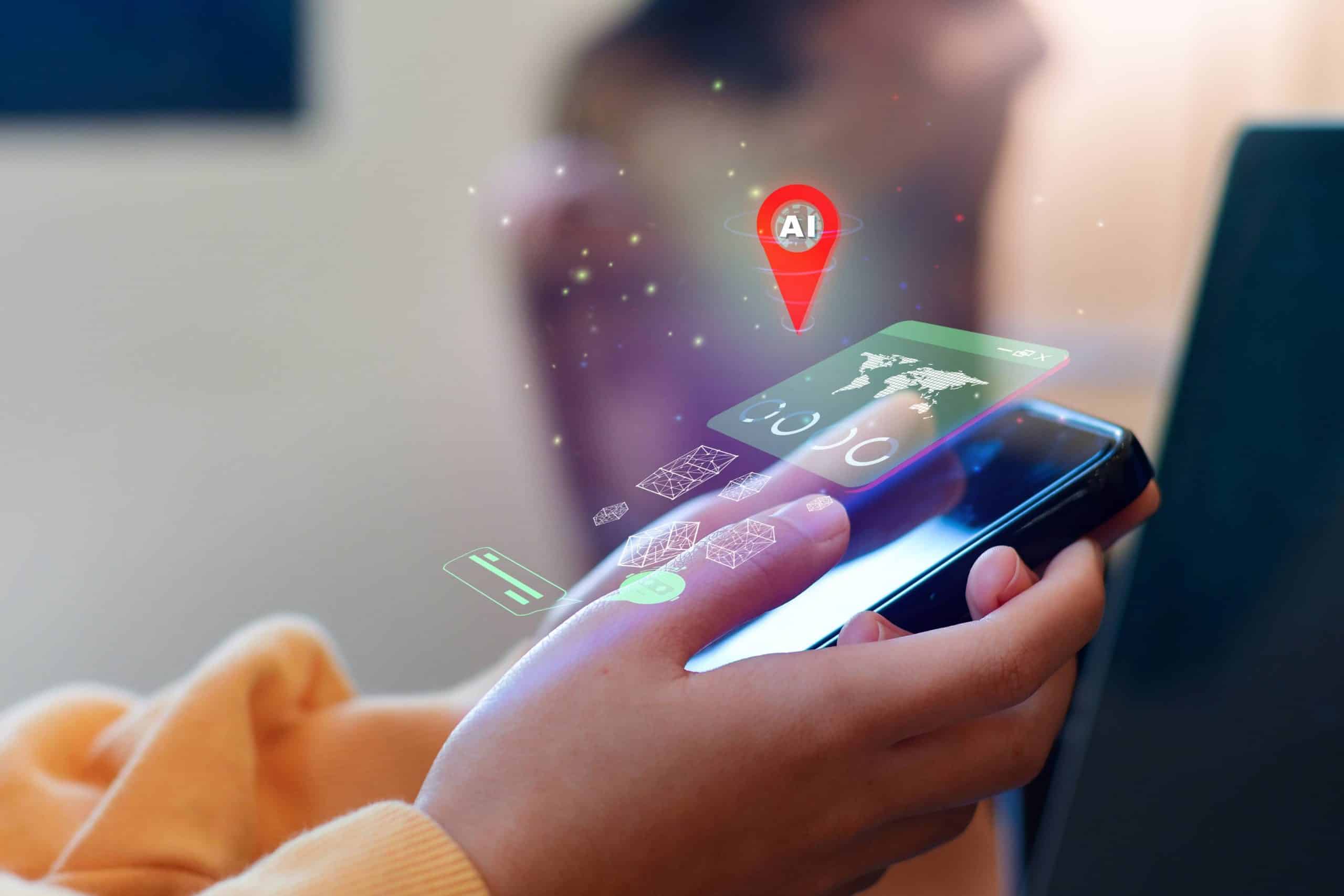 A conceptual image of AI-driven interactions highlights AI loyalty marketing, optimizing user experiences with tailored promotions and real-time offers.