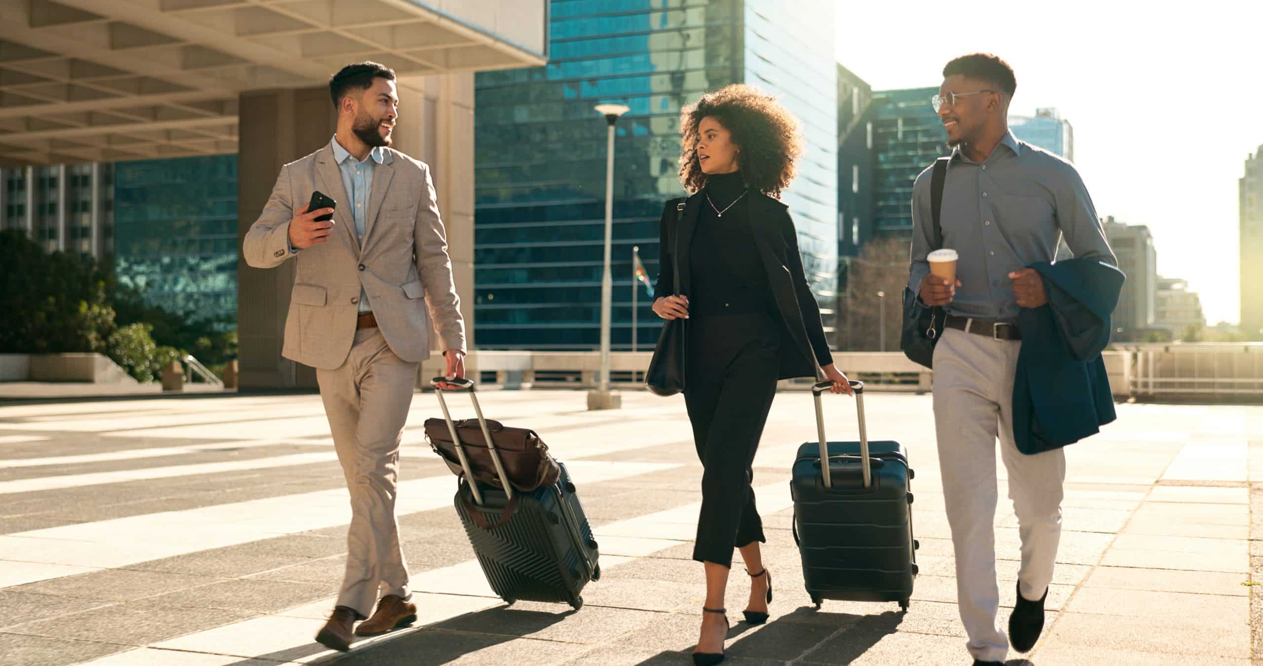 Business professionals traveling as part of corporate travel incentive programs