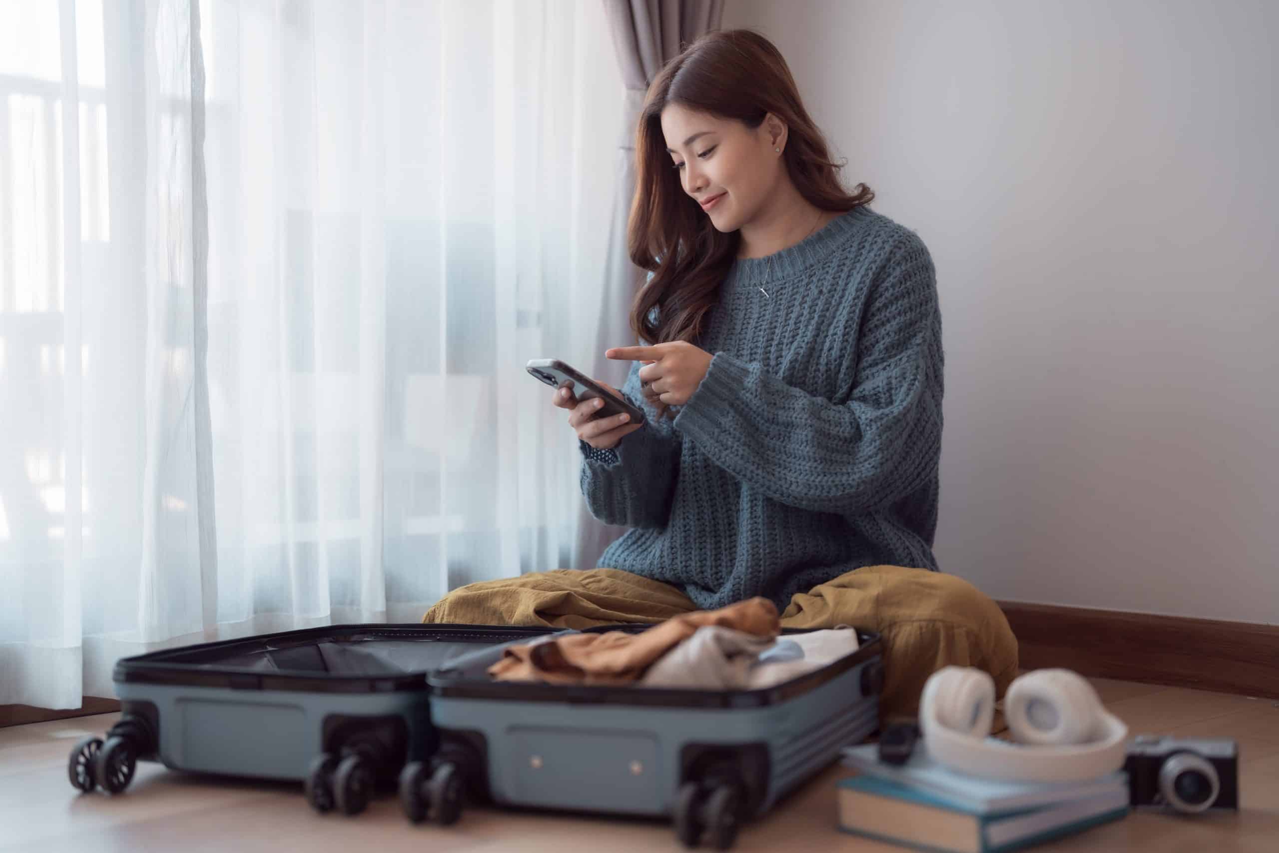 Traveler books trip using mobile booking engine