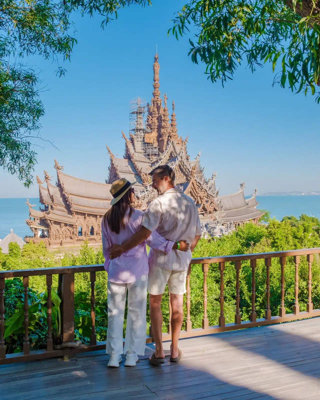 couple overlooking a famous architectural site