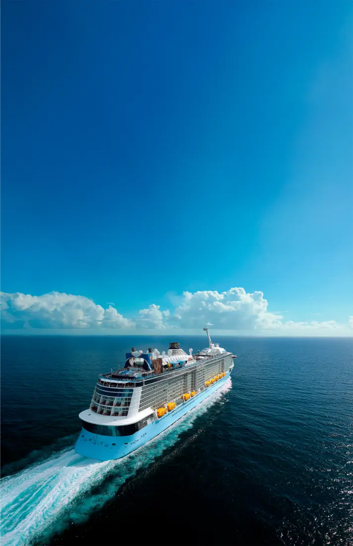 ship cruising through the open ocean