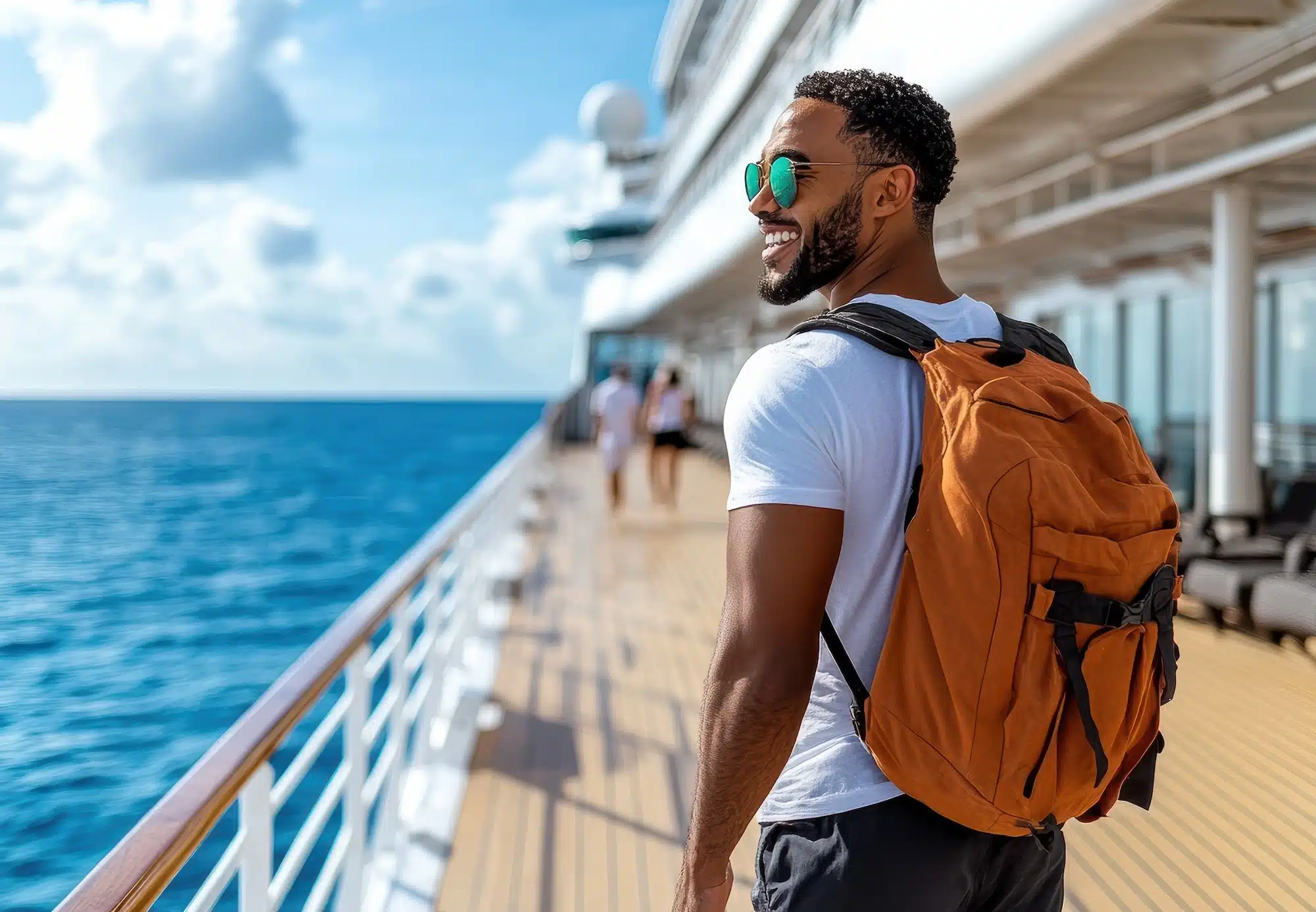 Man smiling on a cruise ship